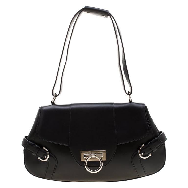Salvatore Ferragamo leather Gancini Shoulder Bag black