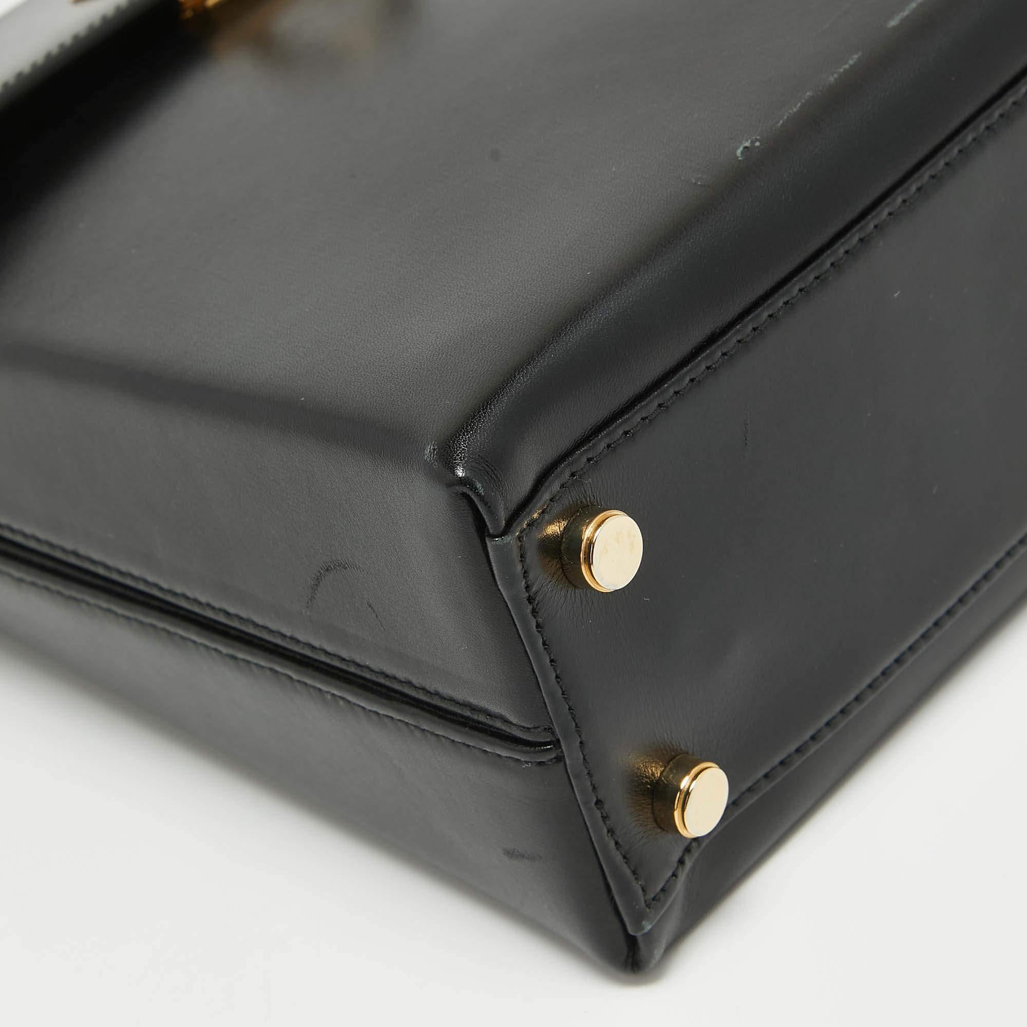 Salvatore Ferragamo Black Leather Gancini Top Handle Bag For Sale 1