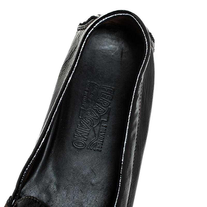 Salvatore Ferragamo Black Leather Gancio Bit Loafers Size 38.5 For Sale 2