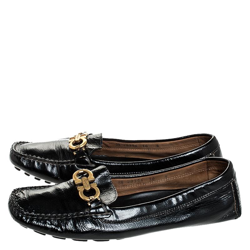 Salvatore Ferragamo Black Leather Gancio Bit Loafers Size 38.5 For Sale 3
