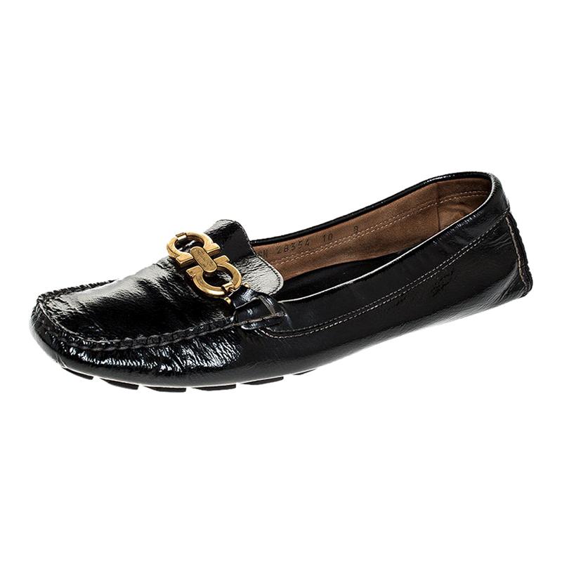 Salvatore Ferragamo Black Leather Gancio Bit Loafers Size 38.5 For Sale