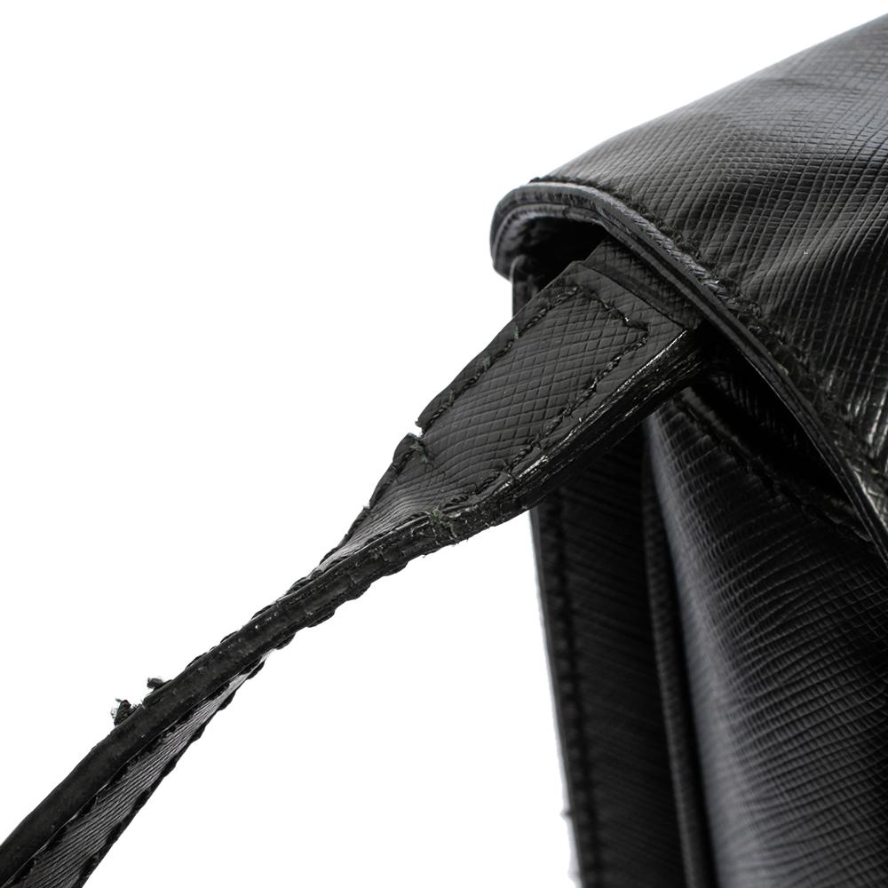 Salvatore Ferragamo Black Leather Gancio Flap Top Handle Bag 2