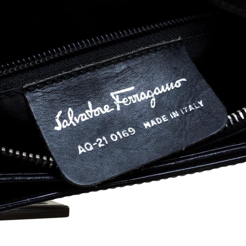 Women's Salvatore Ferragamo Black Leather Gancio Hobo