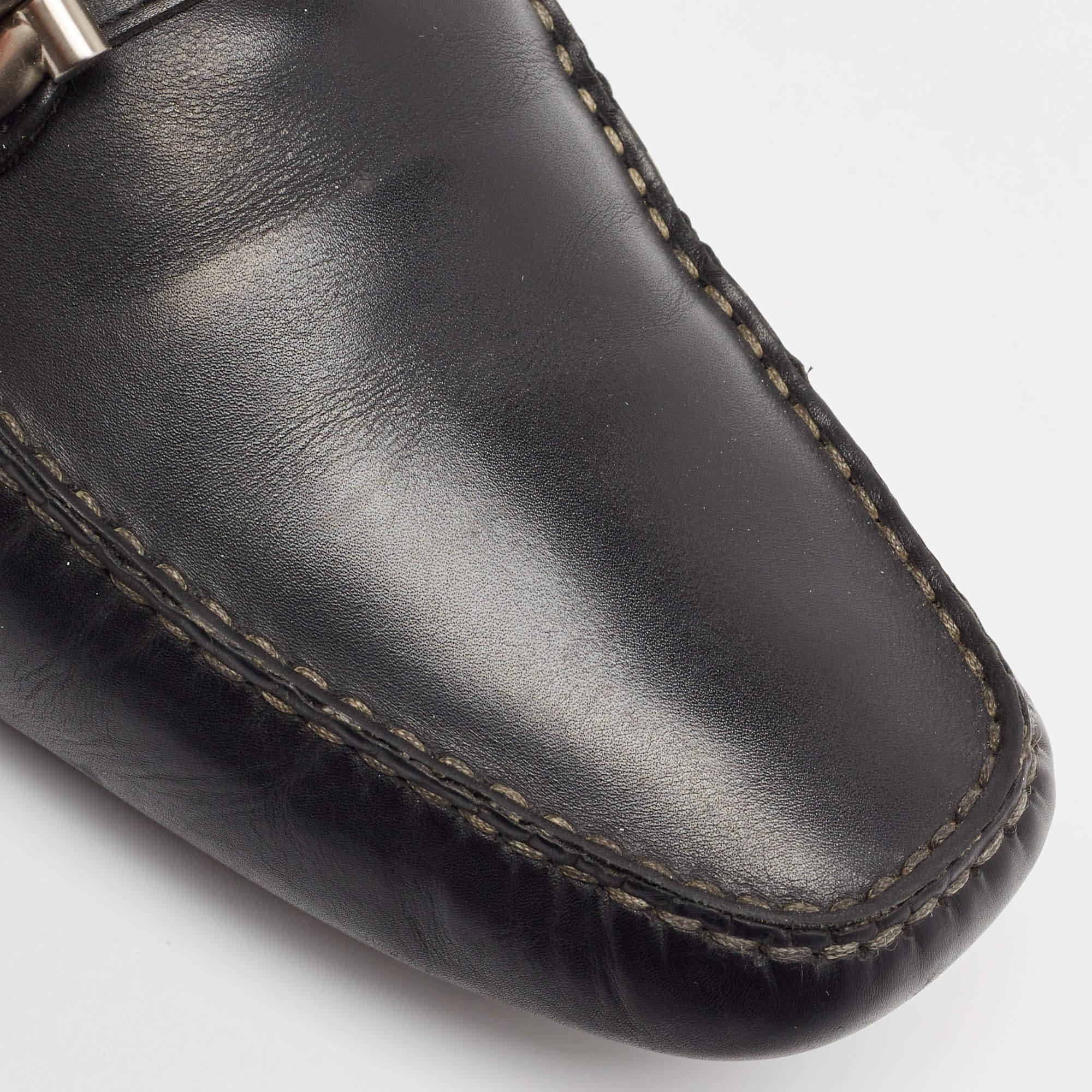 Salvatore Ferragamo Black Leather Gancio Loafers Size 47 For Sale 4