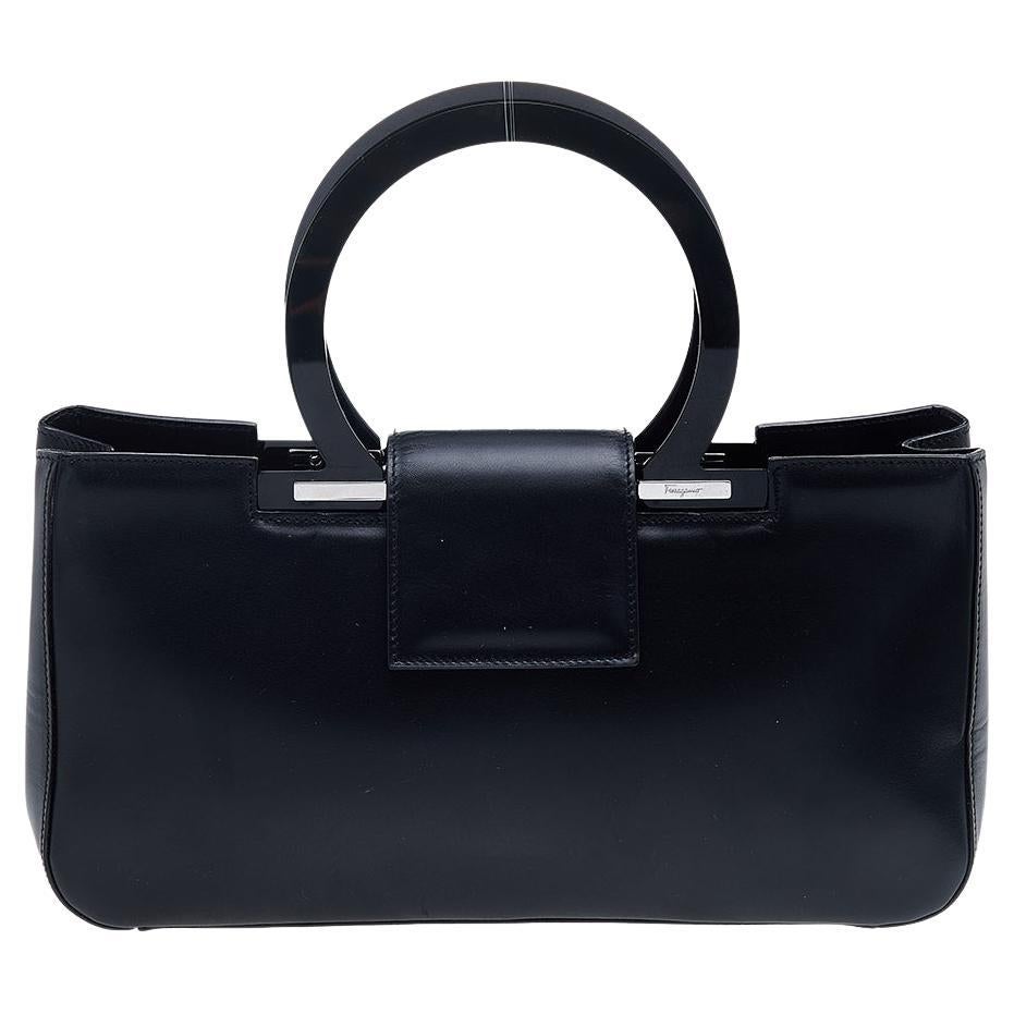 Salvatore Ferragamo - Sacoche Gancio en cuir noir