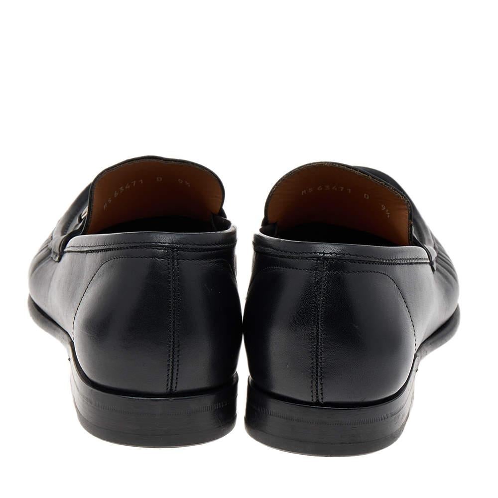 Men's Salvatore Ferragamo Black Leather Gancio Slip On Loafers Size 43.5 For Sale
