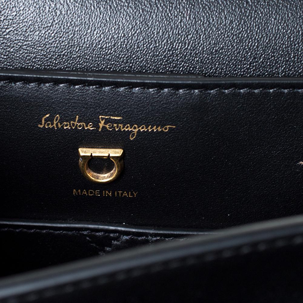 Salvatore Ferragamo Black Leather Gancio Square Shoulder Bag 4
