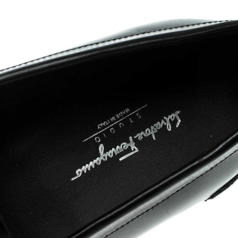 Salvatore Ferragamo Black Leather Gardel Loafers Size 45 2