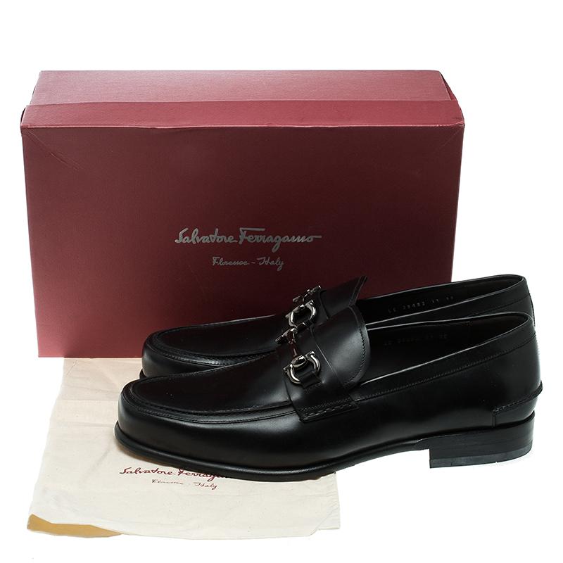 Salvatore Ferragamo Black Leather Gardel Loafers Size 45 4