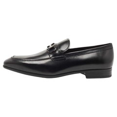 Salvatore Ferragamo Black Leather Gardel Loafers Size 45.5