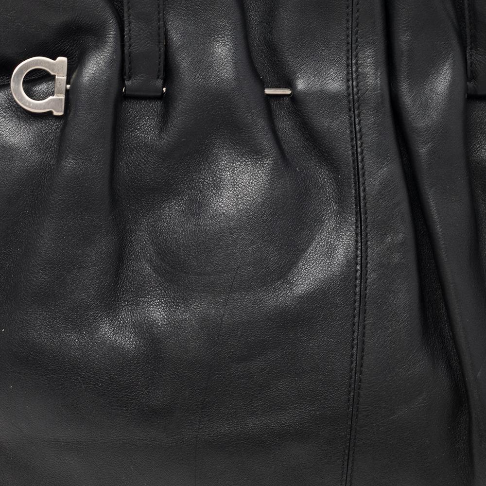 Salvatore Ferragamo Black Leather Gathered Tote 2