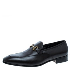 Salvatore Ferragamo Black Leather Germain Bit Loafers Size 46