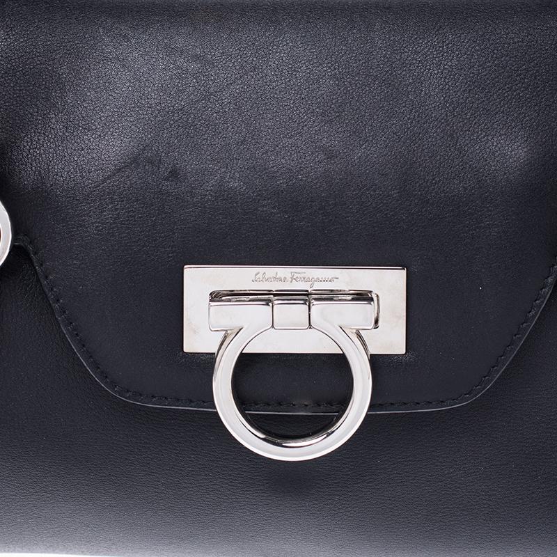 Salvatore Ferragamo Black Leather Gina Satchel 6