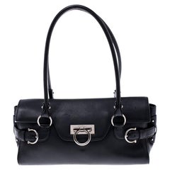 Salvatore Ferragamo Black Leather Gina Satchel