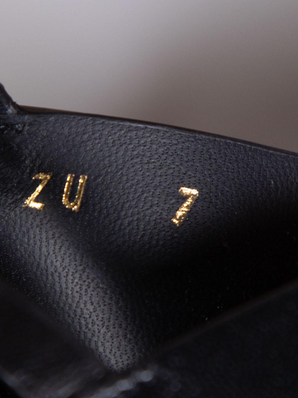Salvatore Ferragamo Black Leather Giudith Cork Wedge Sandals Size IT 37 For Sale 1