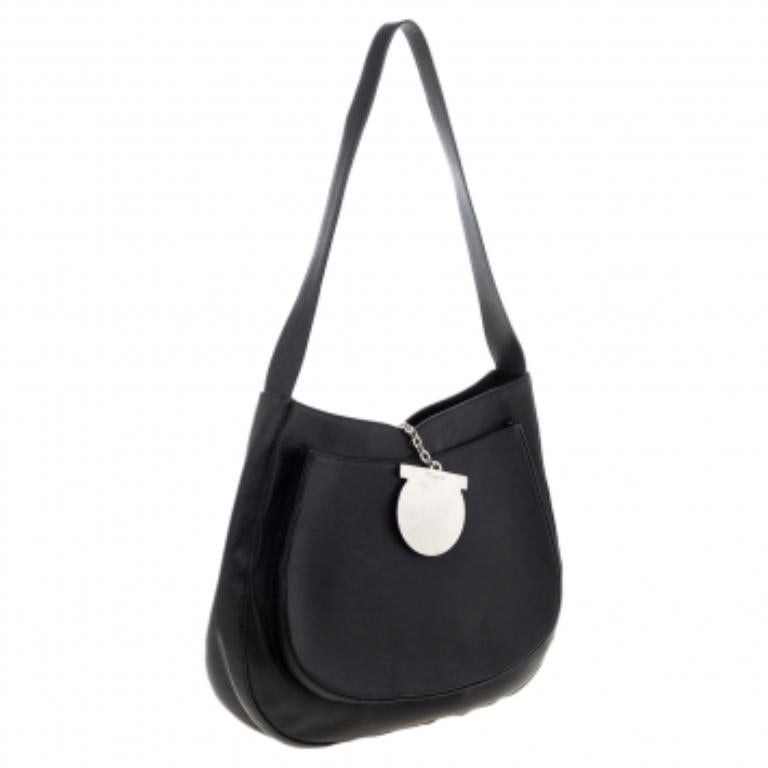Women's Salvatore Ferragamo Black Leather Hobo For Sale
