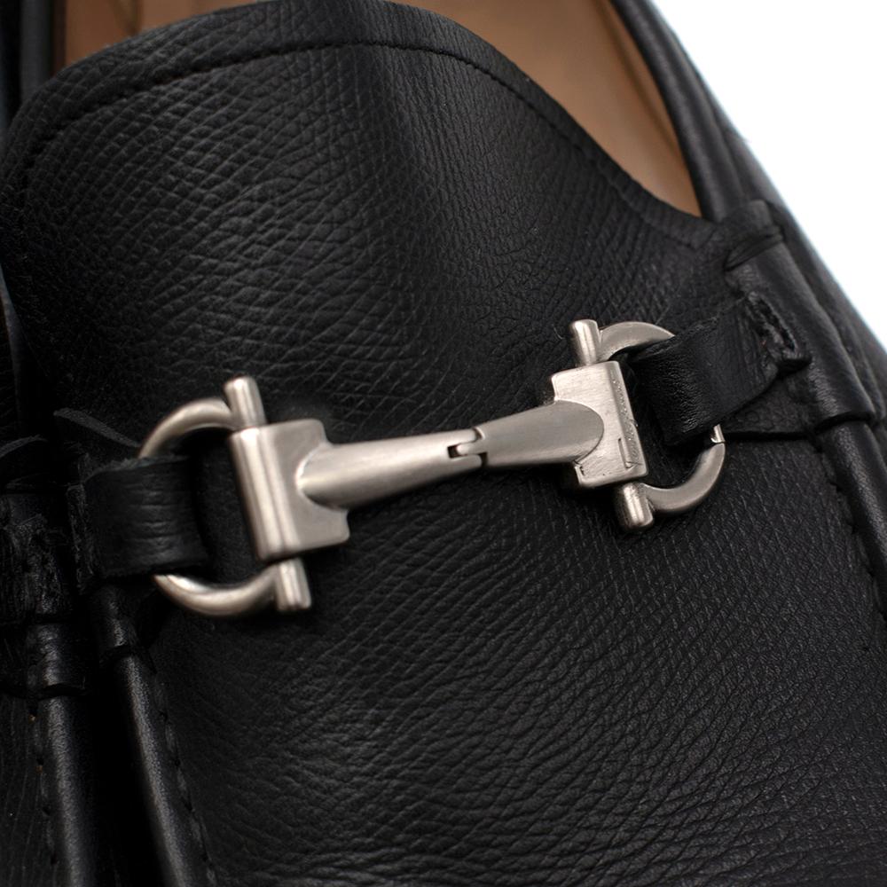 Salvatore Ferragamo Black Leather Horsebit Loafers - Size EU 44.5 In Excellent Condition For Sale In London, GB