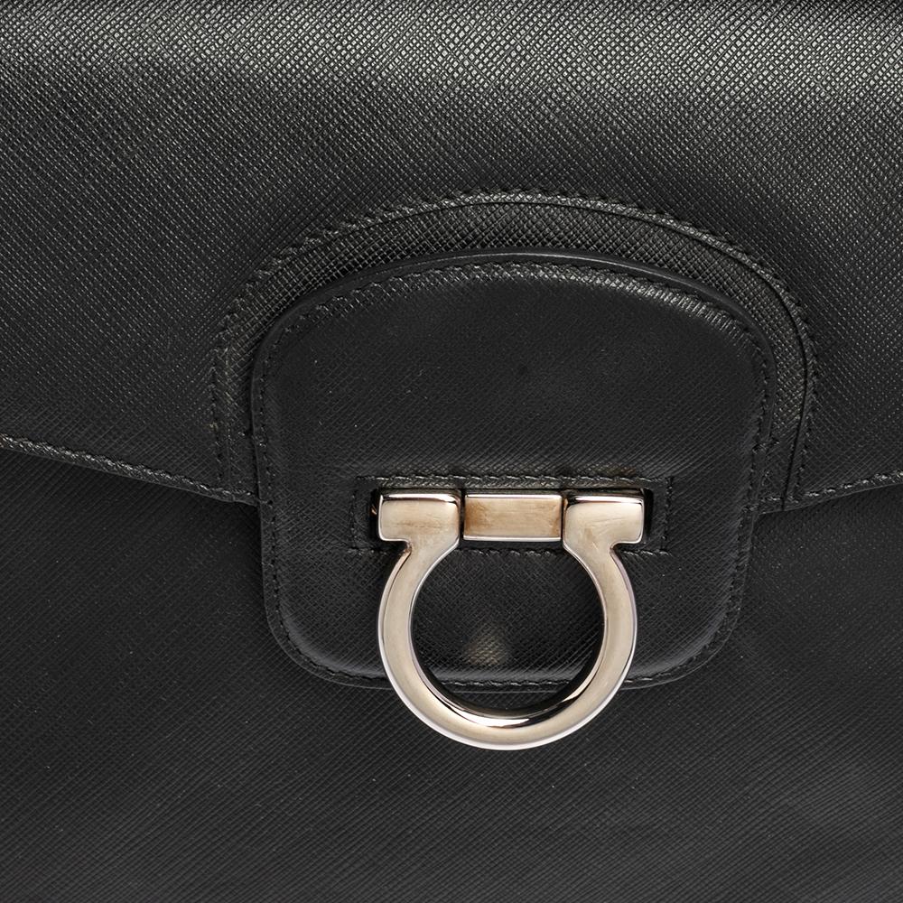 Salvatore Ferragamo Black Leather Katia Top Handle Bag 1