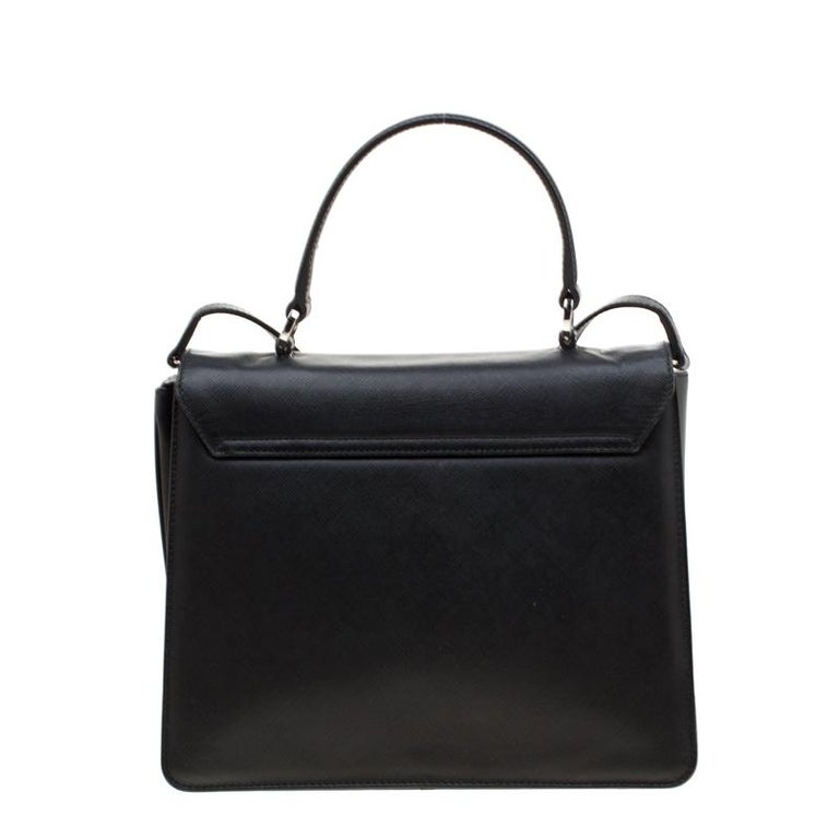 Salvatore Ferragamo Black Leather Kelly Top Handle Bag For Sale at 1stDibs