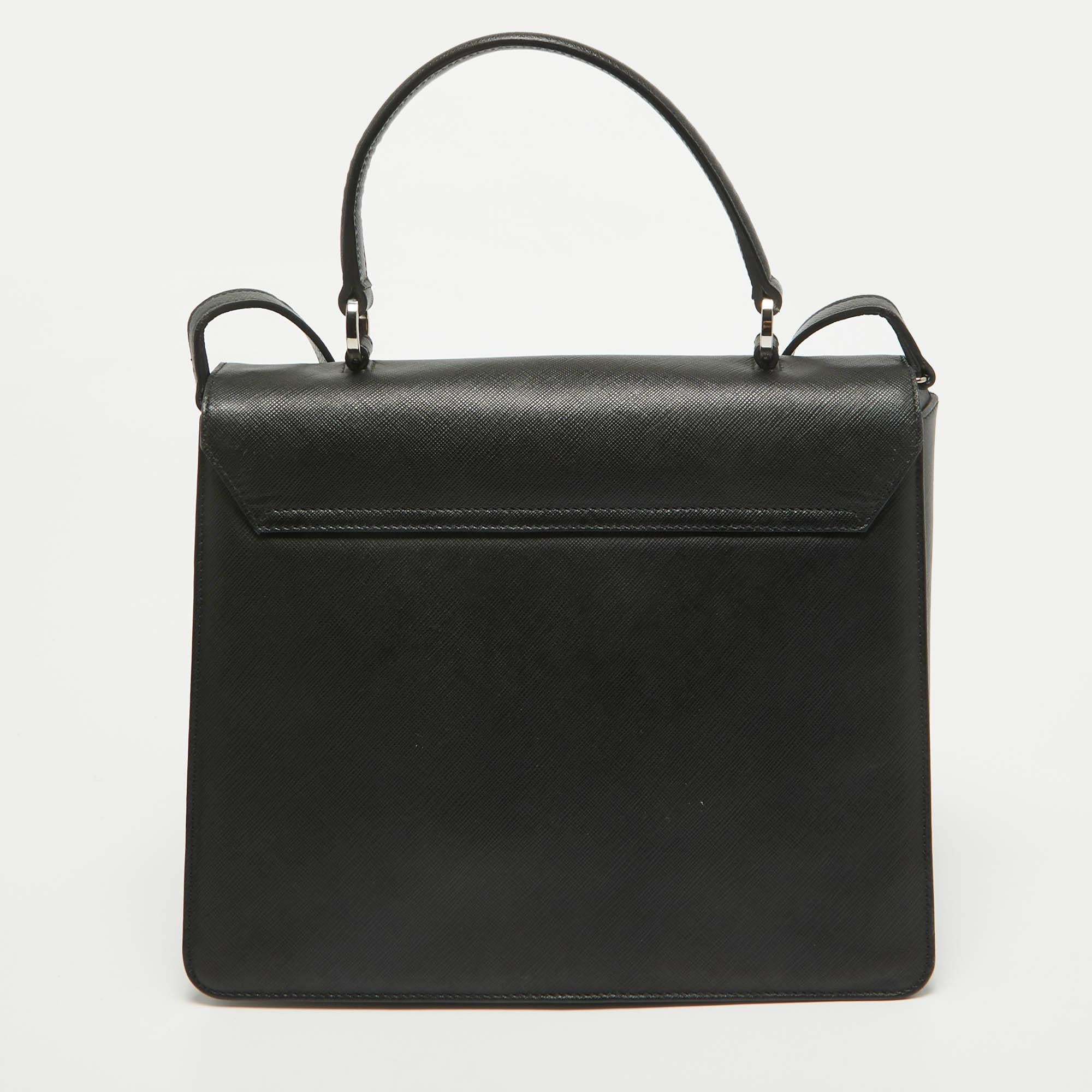 Women's Salvatore Ferragamo Black Leather Kelly Top Handle Bag