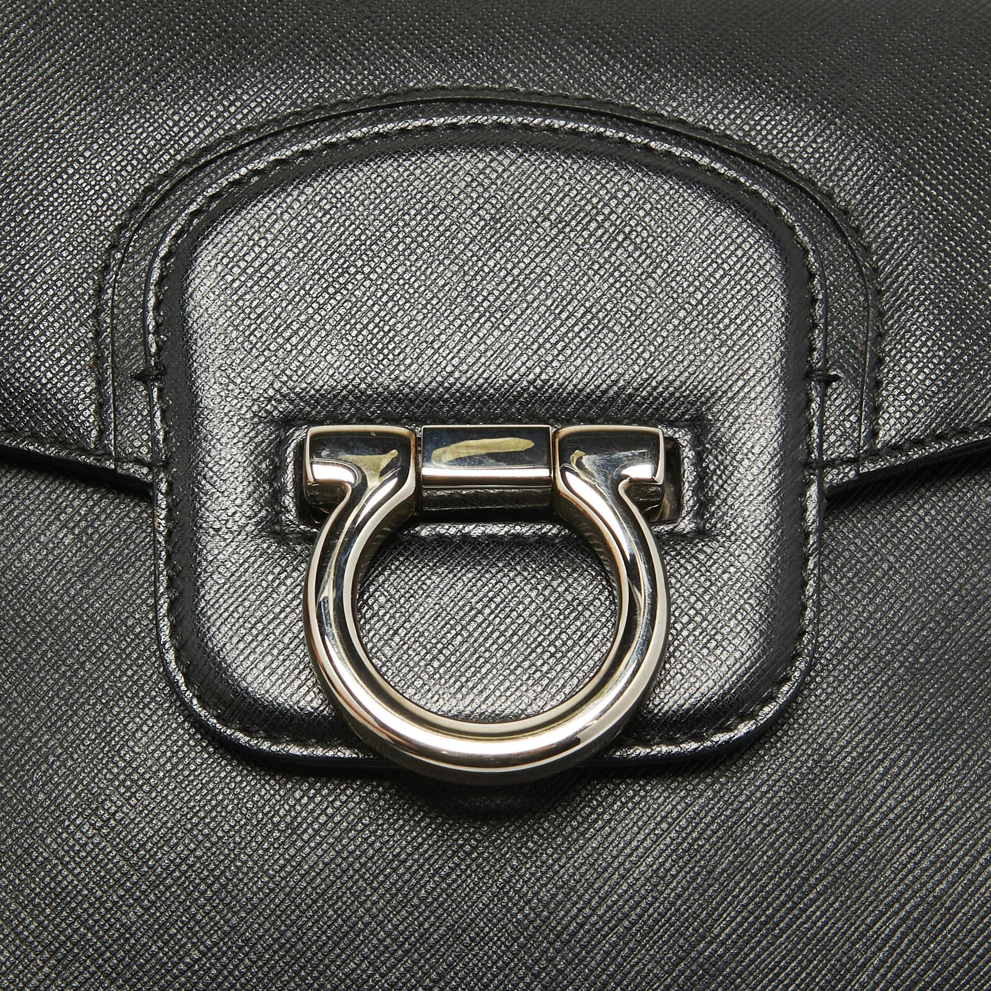 Salvatore Ferragamo Black Leather Kelly Top Handle Bag 1