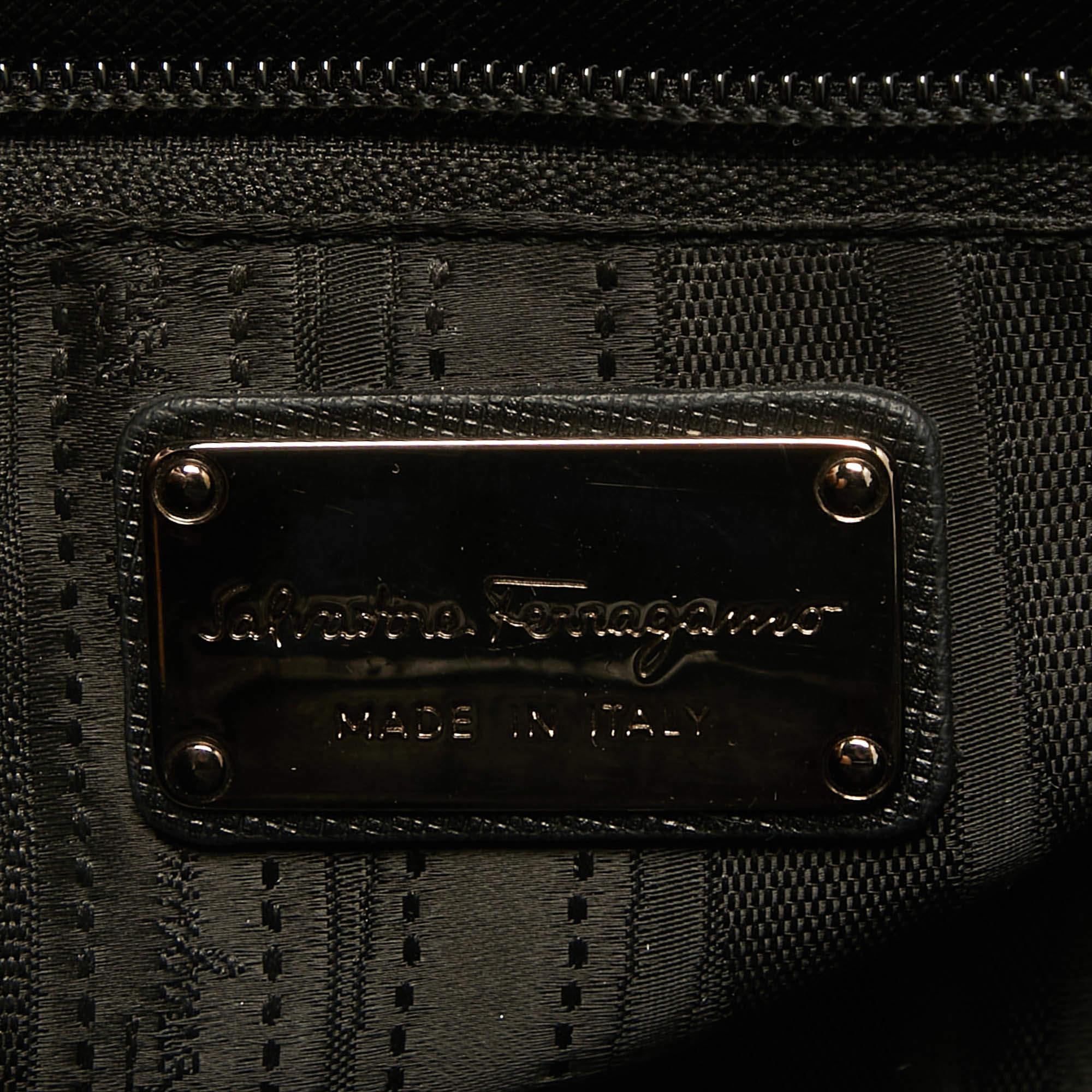 Salvatore Ferragamo Black Leather Kelly Top Handle Bag 5