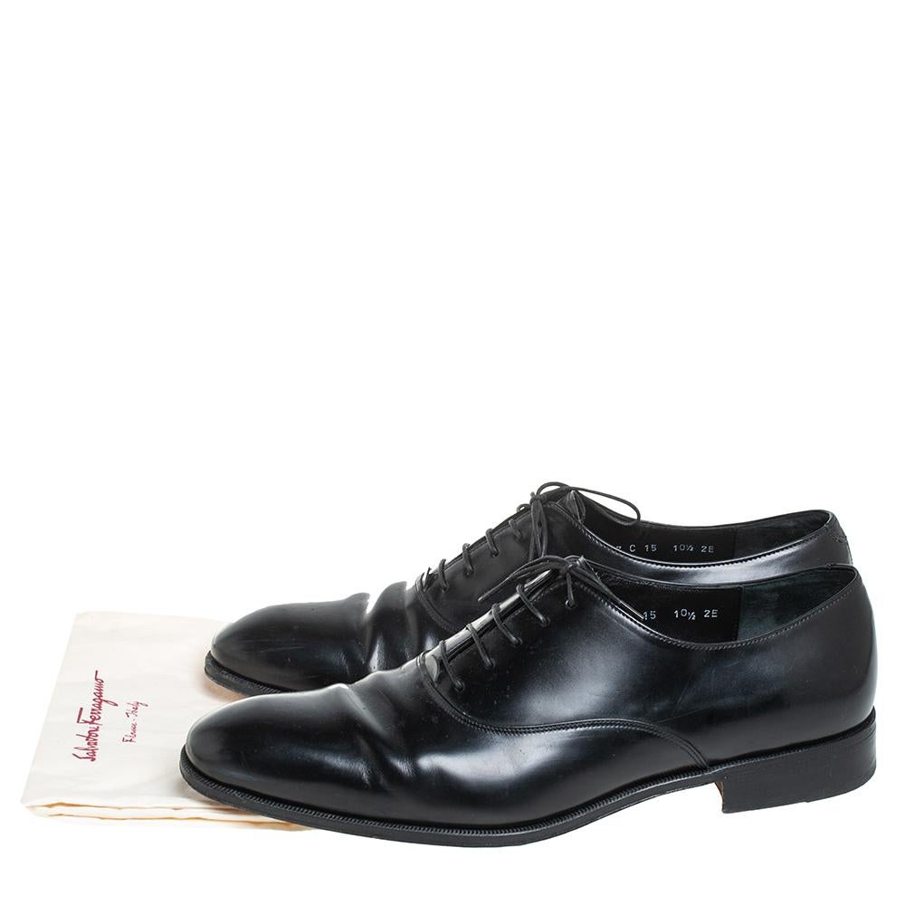 Salvatore Ferragamo Black Leather Lace up Oxfords Size 44.5 2