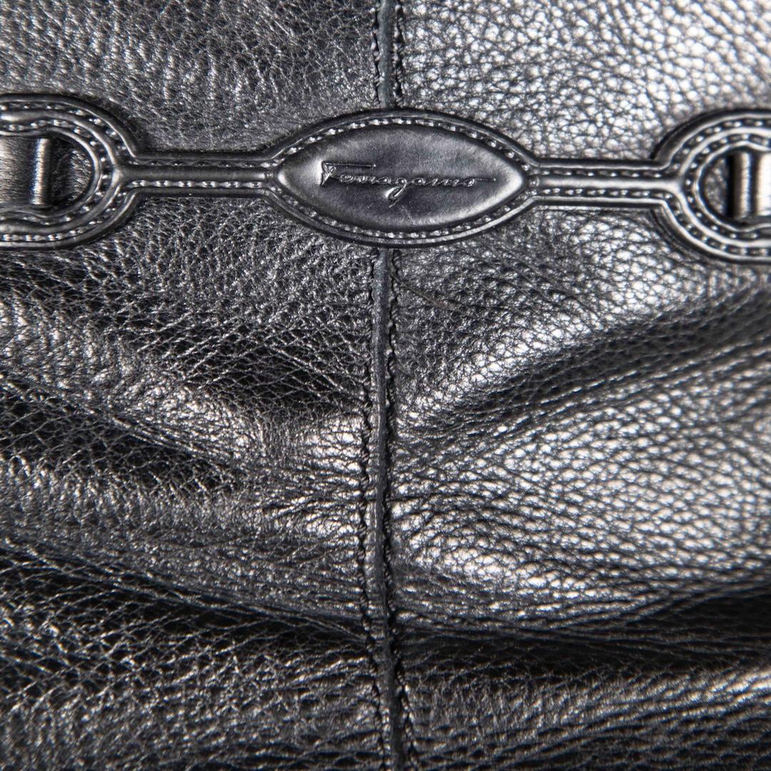 Salvatore Ferragamo Black Leather Logo Detail Boots Size US 9 For Sale 1
