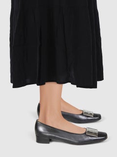Salvatore Ferragamo Black Leather Low Heel Pumps Size US 8.5