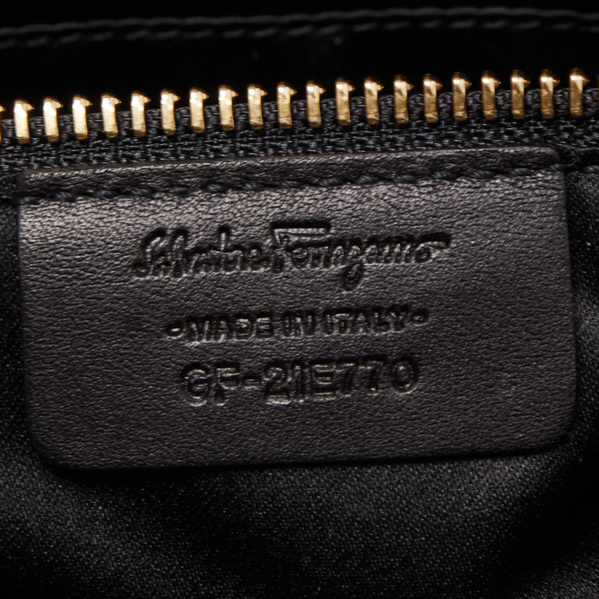 Salvatore Ferragamo Black Leather Medium Fiamma Satchel For Sale 4
