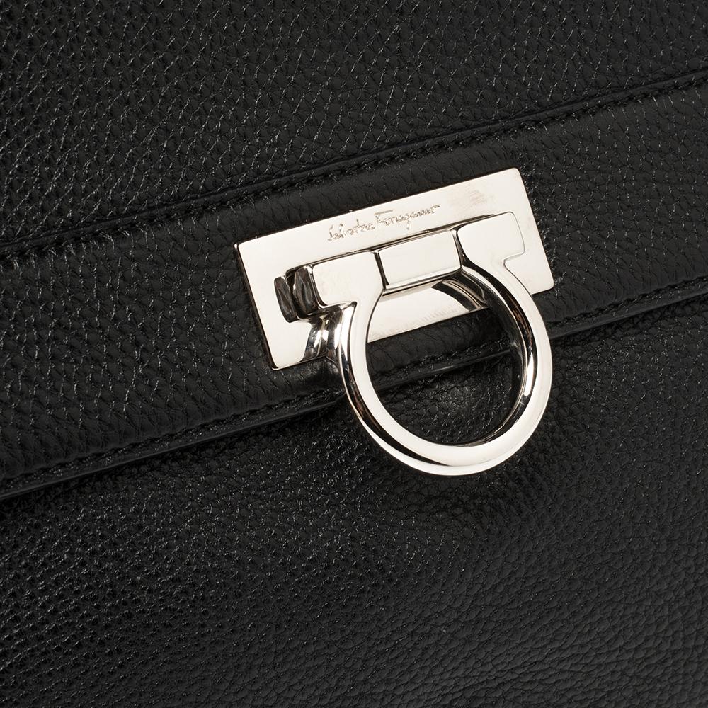 Salvatore Ferragamo Black Leather Medium Sofia Top Handle Bag 6