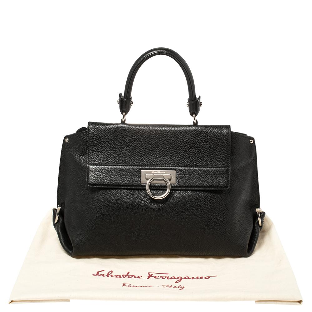 Salvatore Ferragamo Black Leather Medium Sofia Top Handle Bag 8