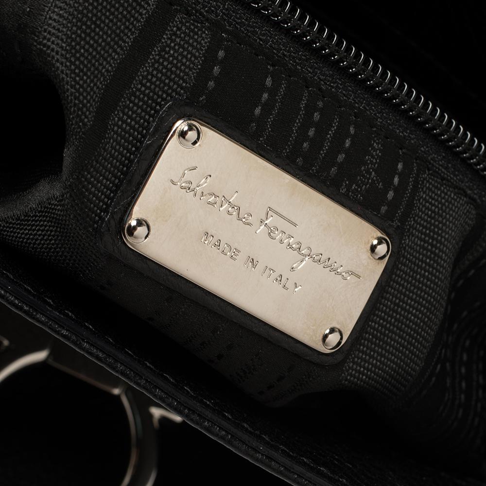 Salvatore Ferragamo Black Leather Medium Sofia Top Handle Bag 4