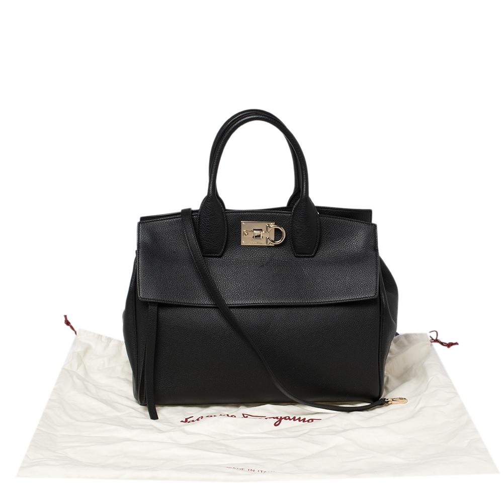 Salvatore Ferragamo Black Leather Medium Studio Tote 7