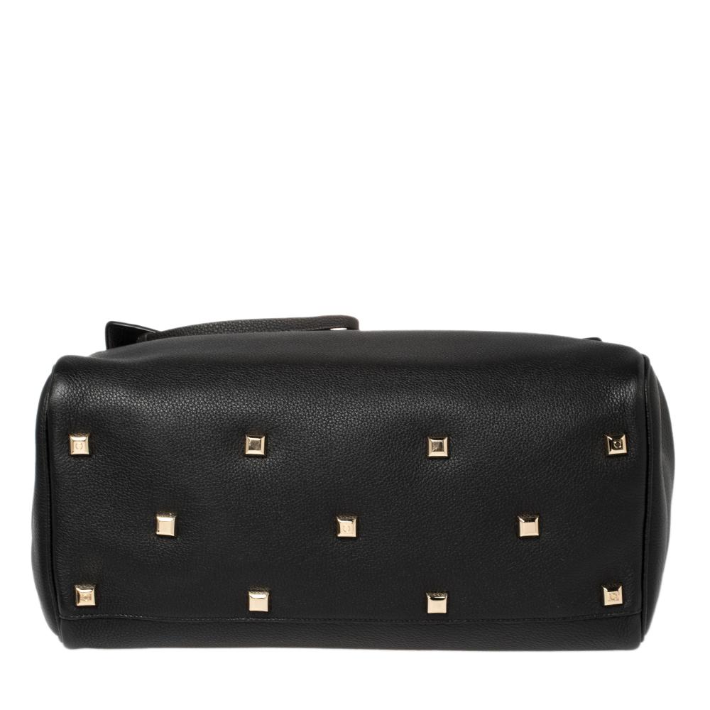 Women's Salvatore Ferragamo Black Leather Medium Studio Tote