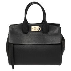 Salvatore Ferragamo Black Leather Medium Studio Tote