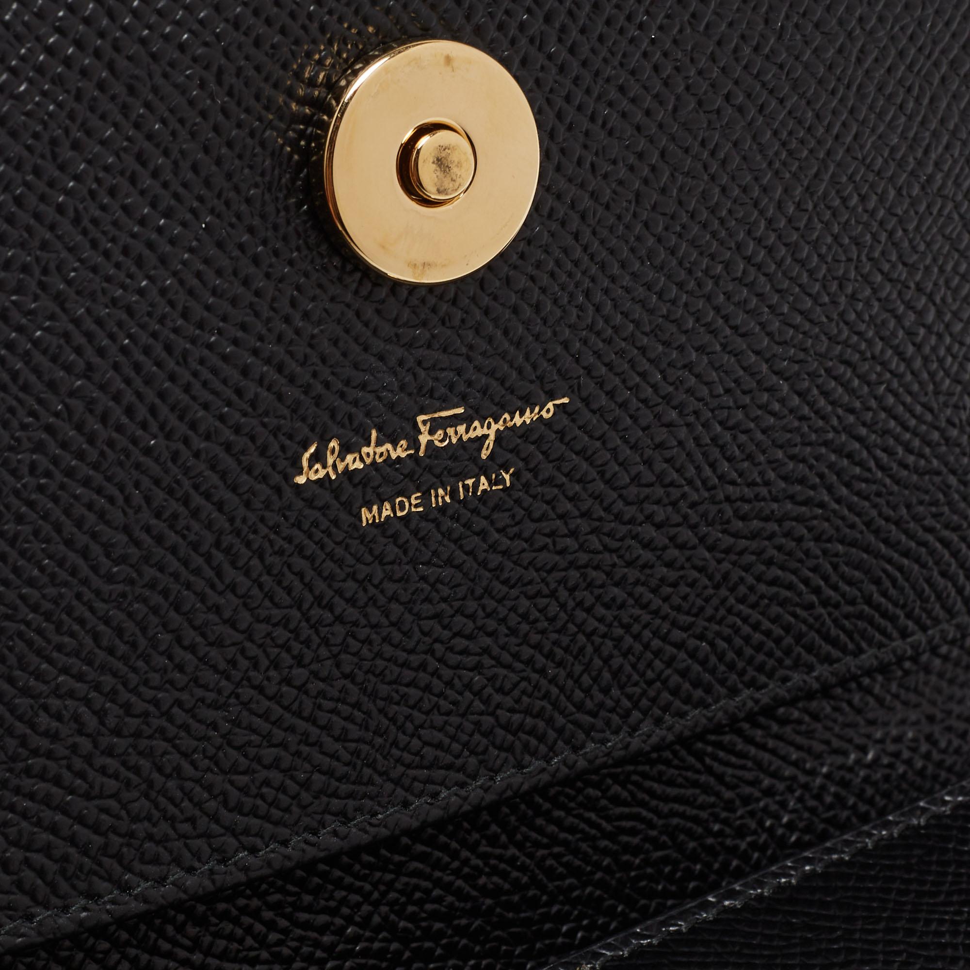  Salvatore Ferragamo Black Leather Mini Vara Bow Clutch Bag 5