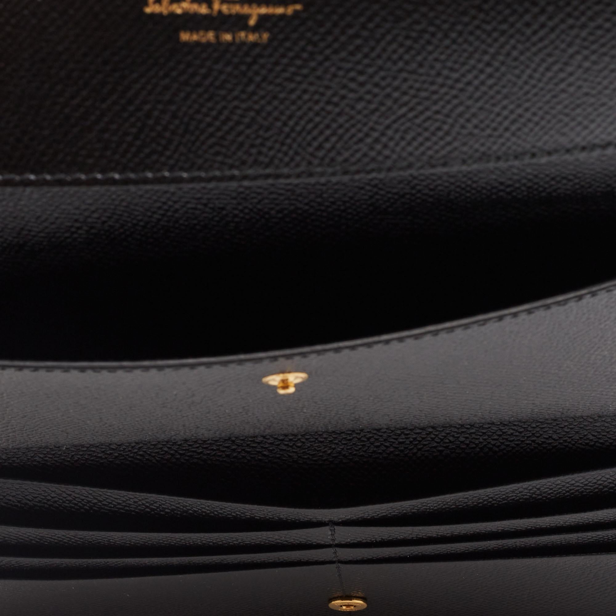  Salvatore Ferragamo Black Leather Mini Vara Bow Clutch Bag 3