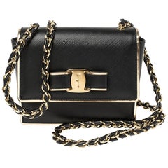 Salvatore Ferragamo Black Leather Mini Vara Shoulder Bag