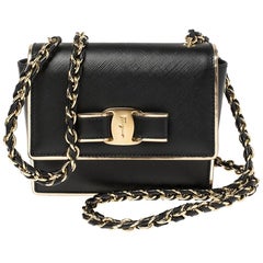 Salvatore Ferragamo Black Leather Mini Vara Shoulder Bag