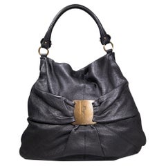 Salvatore Ferragamo Black Leather Miss Vara Hobo Bag