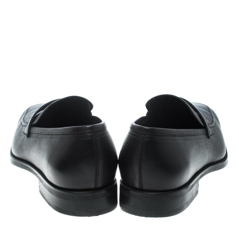 Salvatore Ferragamo Black Leather Modesto Penny Loafers Size 44 For ...