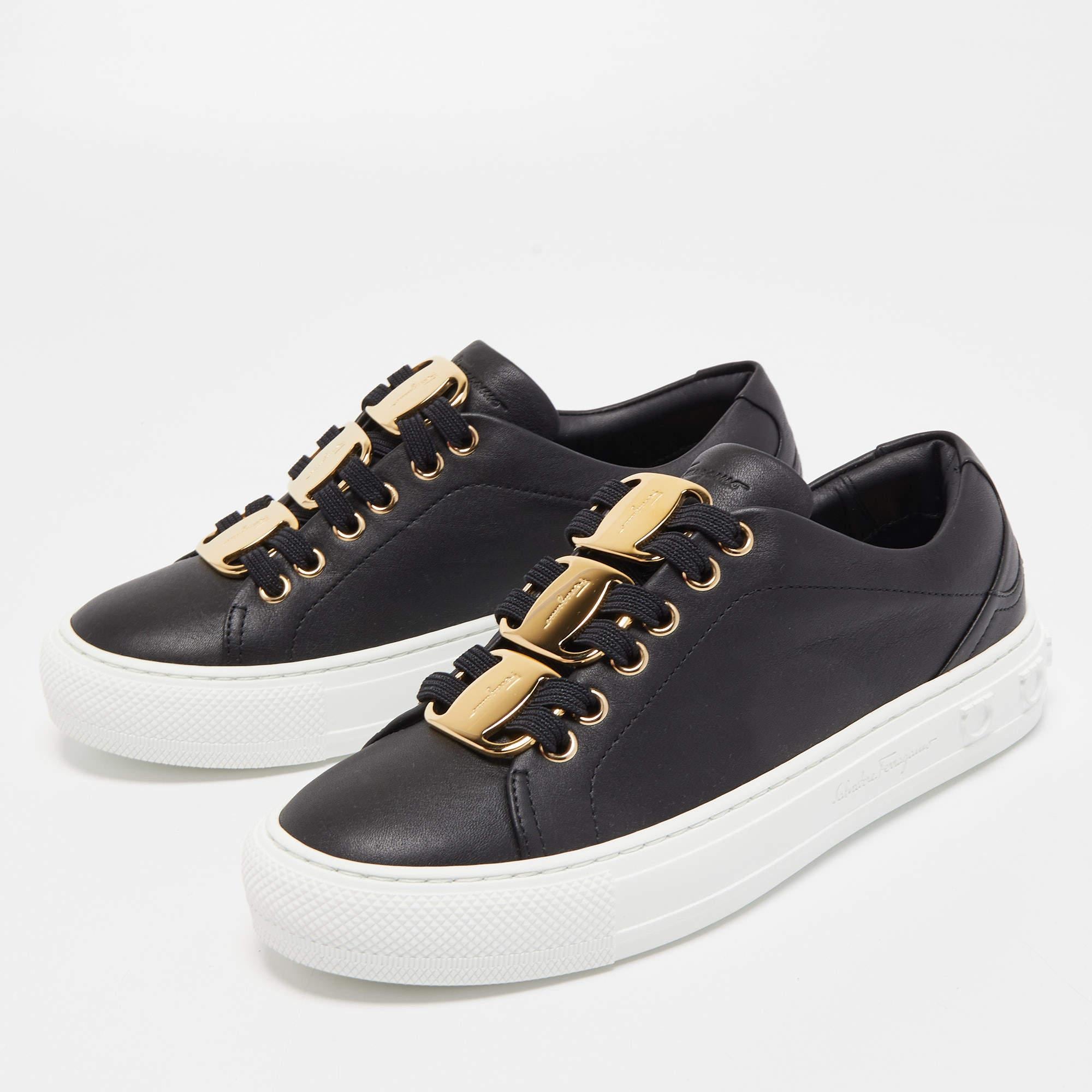 Packed with style and comfort, these Salvatore Ferragamo sneakers are gentle on the feet so that you can glide through the day. They have a sleek upper with lace closure, and they're set on durable rubber soles.

Includes
Original Dustbag, Original