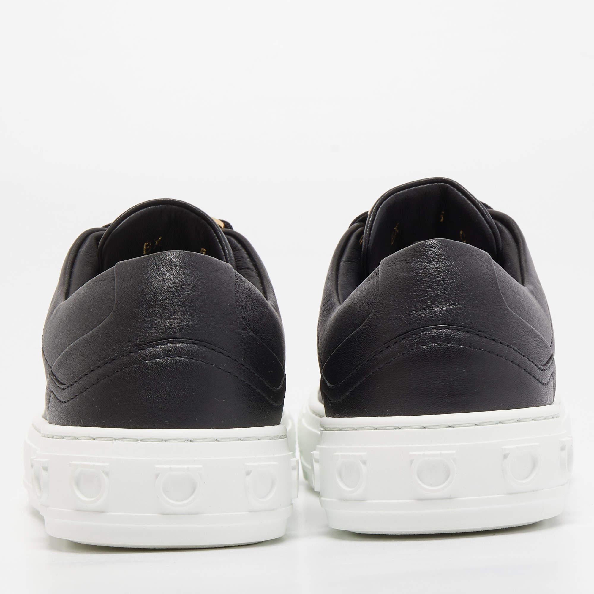 Salvatore Ferragamo Black Leather Nadine Low Top Sneakers Size 35.5 3