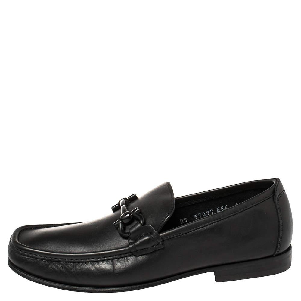 Salvatore Ferragamo Black Leather Parigi Loafers Size 40 For Sale 1