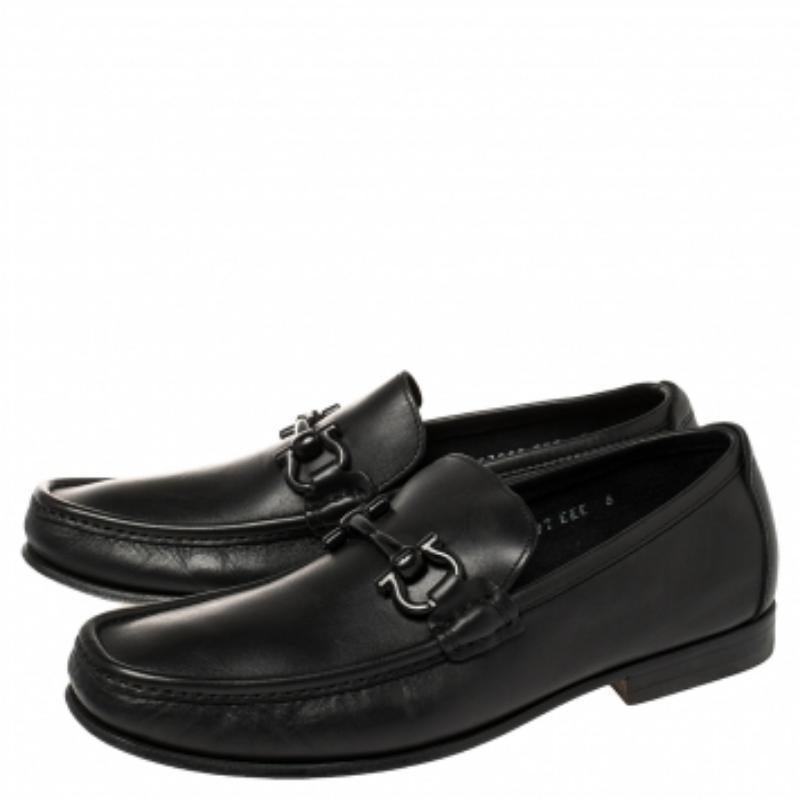 Salvatore Ferragamo Black Leather Parigi Loafers Size 40 For Sale 2