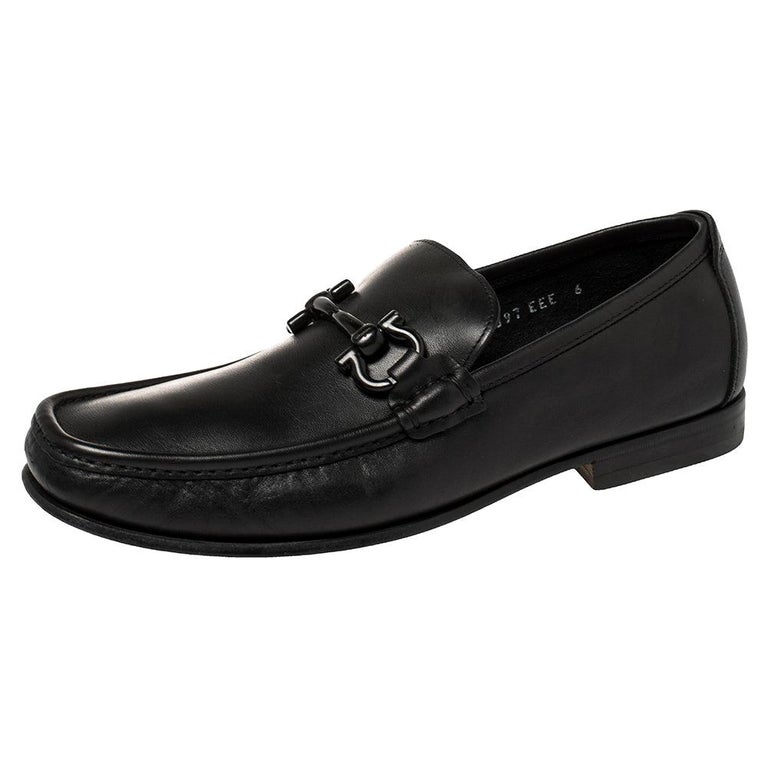Salvatore Ferragamo Black Leather Parigi Loafers Size 40 at 1stDibs