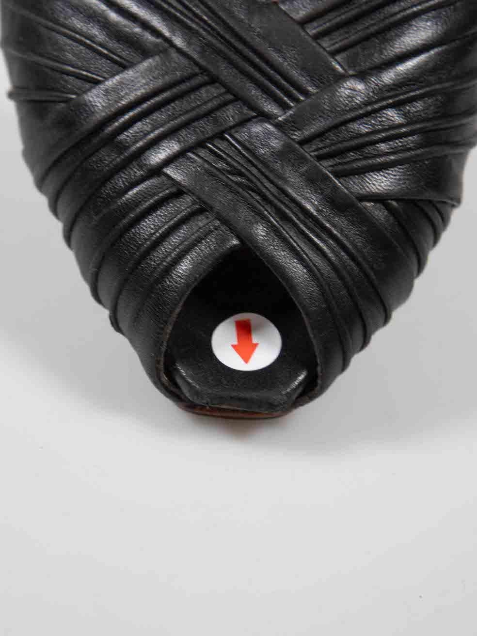 Salvatore Ferragamo Black Leather Peep Toe Heels Size US 5.5 For Sale 3