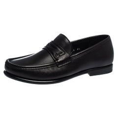 Salvatore Ferragamo Black Leather Penny Loafers Size 40.5
