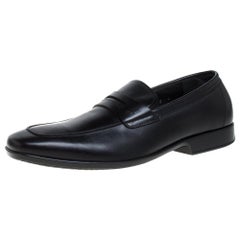 Salvatore Ferragamo Black Leather Penny Slip On Loafers Size 43